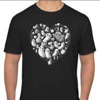 Ghost Heart Ornate Design T-Shirt Wearing